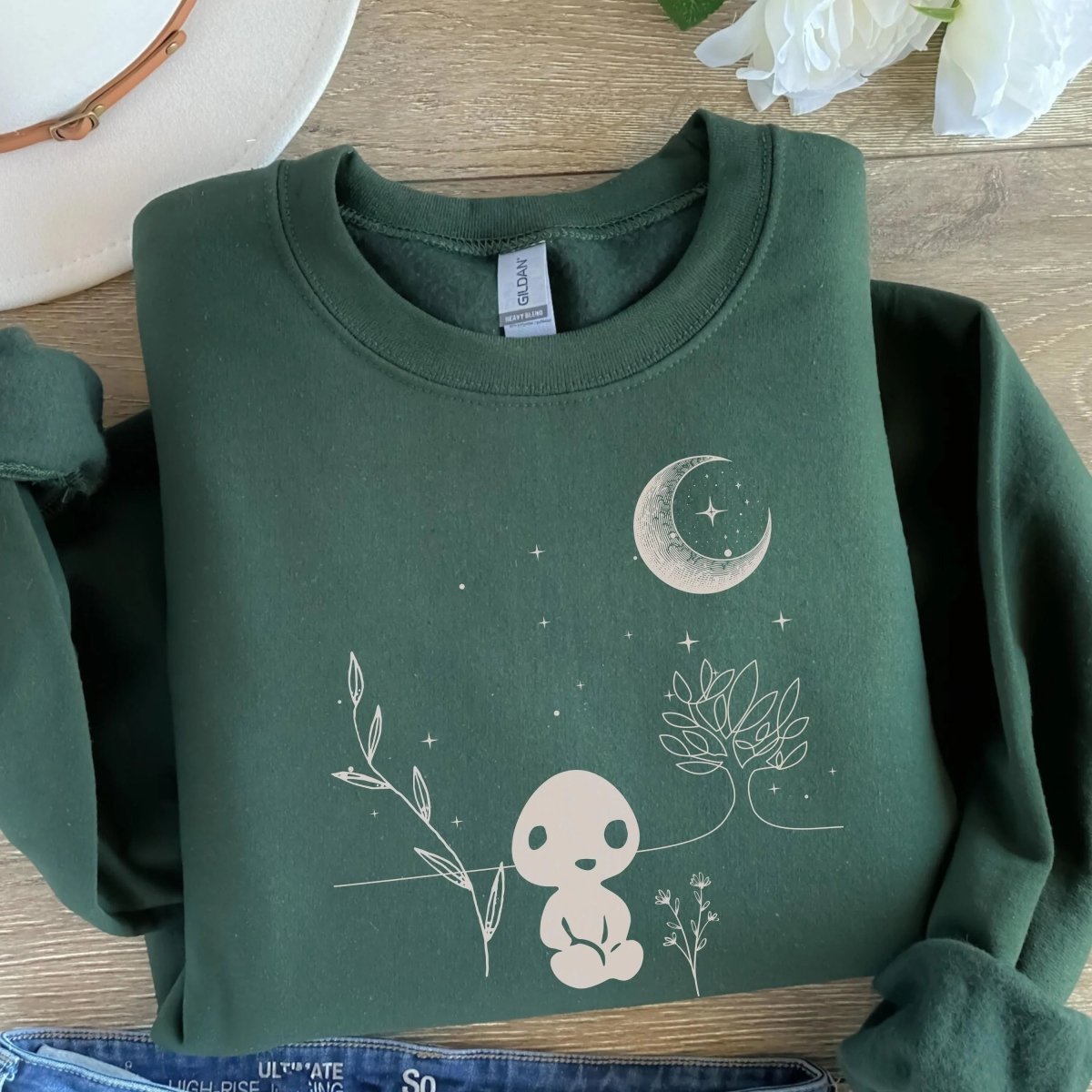 Japanese Tree Spirit Sweatshirt | Nature Spirit Cotton Blend Crewneck