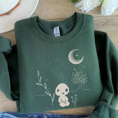 Japanese Tree Spirit Sweatshirt | Nature Spirit Cotton Blend Crewneck