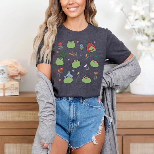 Kawaii Anime Frog Shirt | Cute Cottagecore Soft 100% Cotton Tee