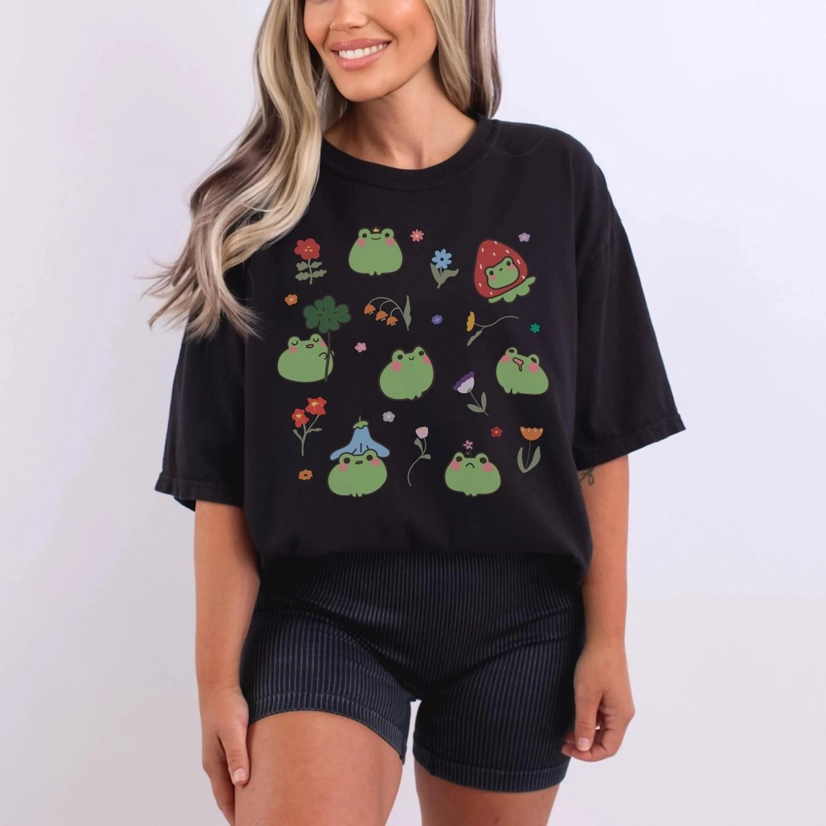 Kawaii Anime Frog Shirt | Cute Cottagecore Soft 100% Cotton Tee