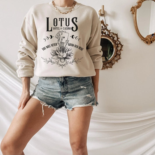 Lotus Hotel and Casino Sweatshirt | Fantasy Cotton Blend Crewneck