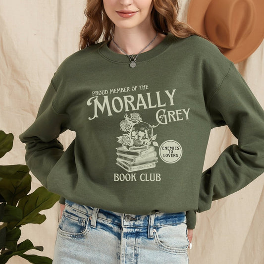 Morally Grey Book Club Sweatshirt | Book Lover Cotton Blend Crewneck