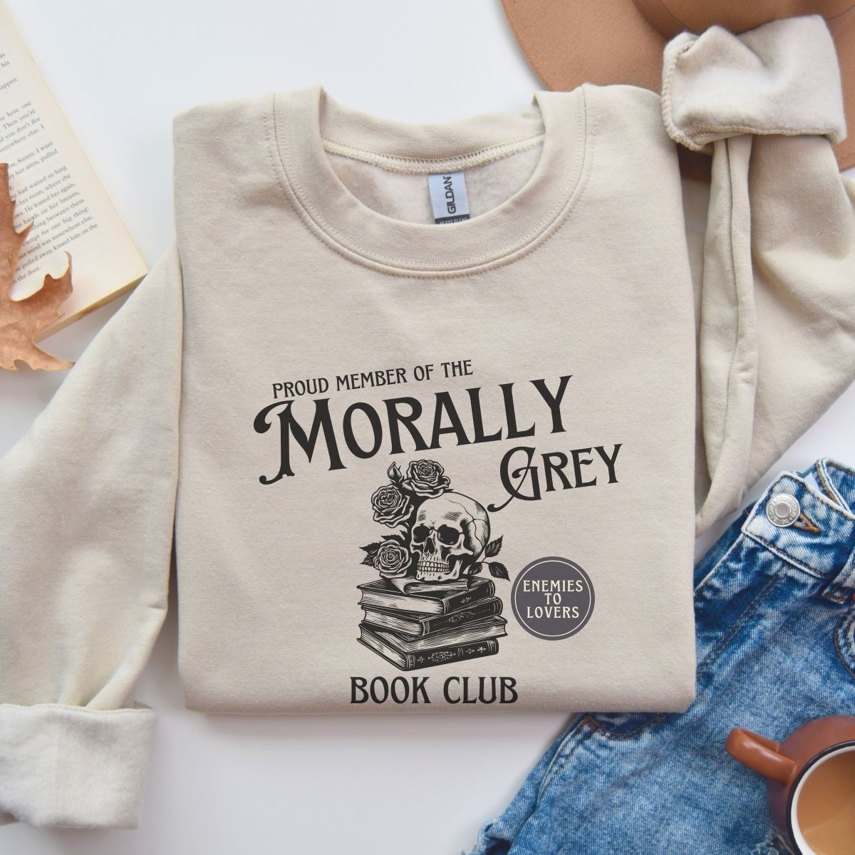 Morally Grey Book Club Sweatshirt | Book Lover Cotton Blend Crewneck