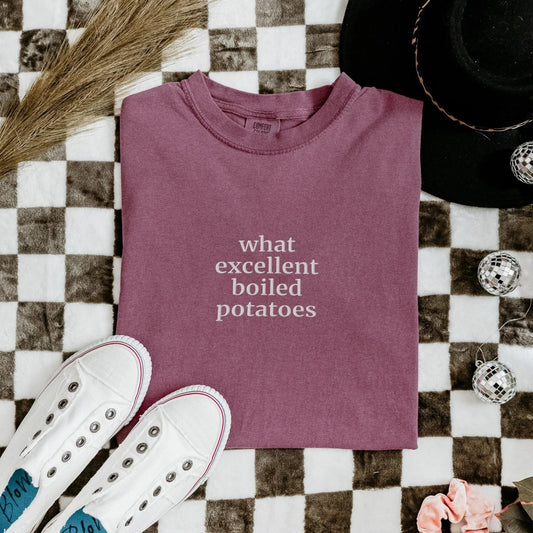 Pride and Prejudice Boiled Potatoes Shirt | Embroidered Cotton Tee