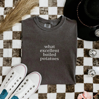 Pride and Prejudice Boiled Potatoes Shirt | Embroidered Cotton Tee