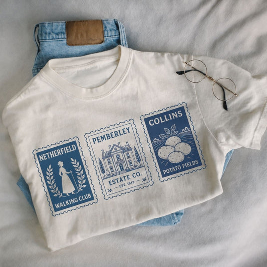 Pride and Prejudice Stamps Tee