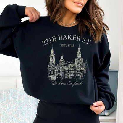 Sherlock Holmes Sweatshirt | 221B Baker St Cotton Blend Crewneck