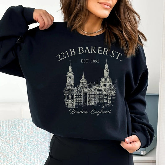 Sherlock Holmes Sweatshirt | 221B Baker St Cotton Blend Crewneck