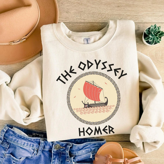 The Odyssey Homer Sweatshirt | Greek Myth Cotton Blend Crewneck
