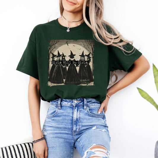 Witchy Girls Will be Girls Shirt | Feminist Soft 100% Cotton Tee