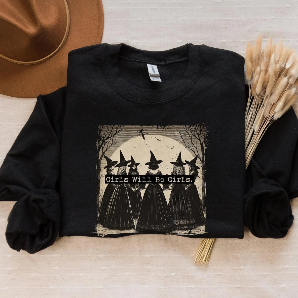 Witchy Girls Will Be Girls Sweatshirt | Feminist Cotton Blend Crewneck