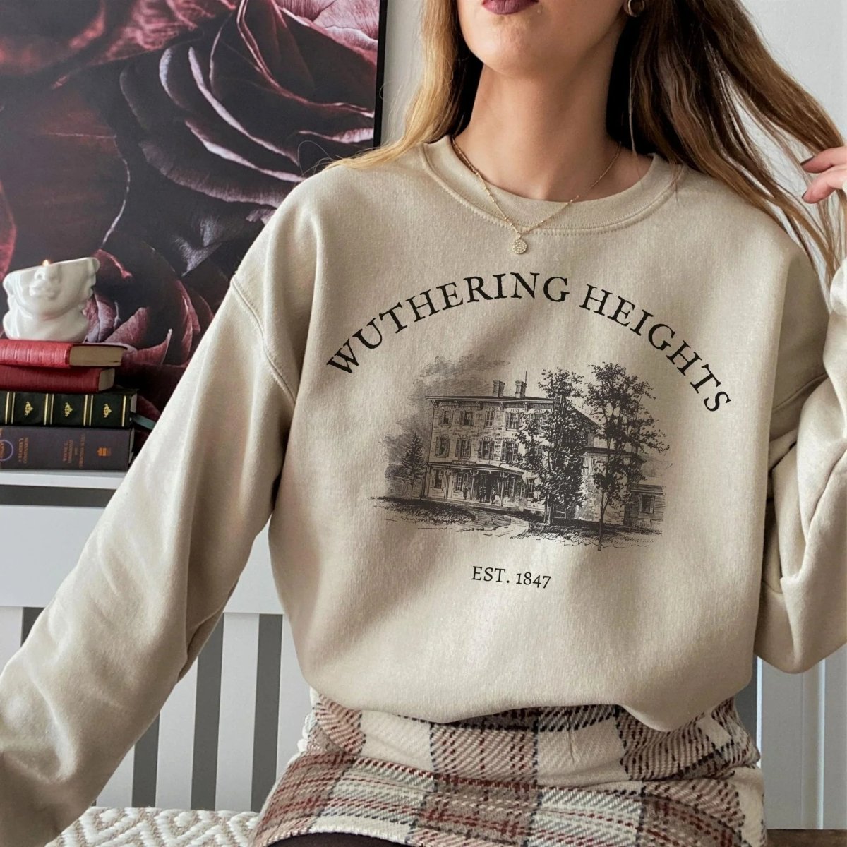 Wuthering Heights Sweatshirt | Dark Academia Cotton Blend Crewneck