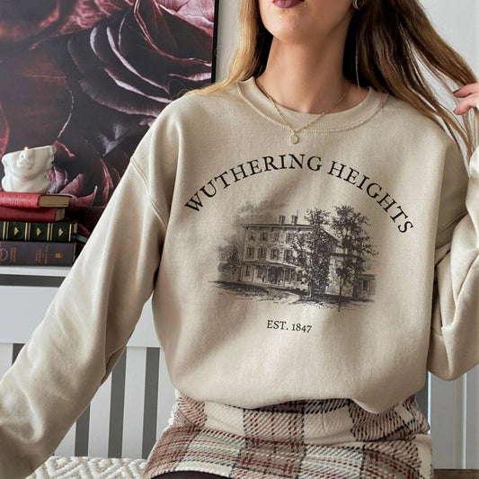 Wuthering Heights Sweatshirt | Dark Academia Cotton Blend Crewneck